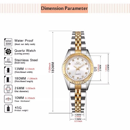 Women Golden & Silver Classic Quartz Watch