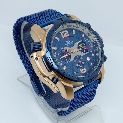 Time Leader Stainless Steel Chronograph Watch - Blue