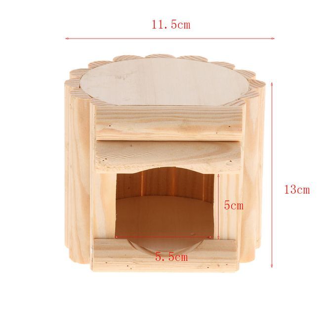 Small Wooden Hamster House Single Layer Hamster Cage Home Villa  Round