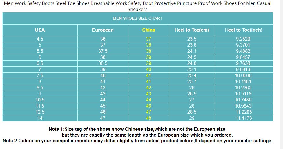 Men Work Safety Boots Steel Toe Shoes Men Casual Sneakers
