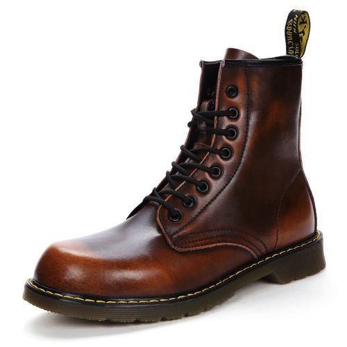 Luxury Men's Fashion Boots EUR Size 36-47 Top Quality Italian Handmade Cow Split Leather Motorcycle Boots Unisex High Top Martin Boots Handsome Male Shoes Couples Oxfords Outsole Ankle Boots Brown