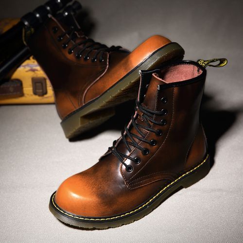 Luxury Men's Fashion Boots EUR Size 36-47 Top Quality Italian Handmade Cow Split Leather Motorcycle Boots Unisex High Top Martin Boots Handsome Male Shoes Couples Oxfords Outsole Ankle Boots Brown