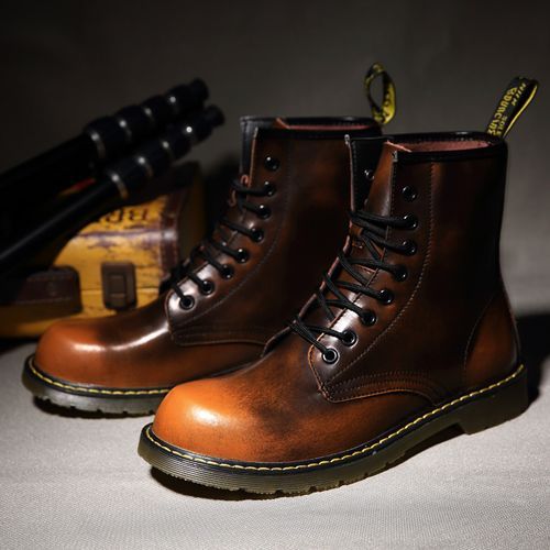 Luxury Men's Fashion Boots EUR Size 36-47 Top Quality Italian Handmade Cow Split Leather Motorcycle Boots Unisex High Top Martin Boots Handsome Male Shoes Couples Oxfords Outsole Ankle Boots Brown