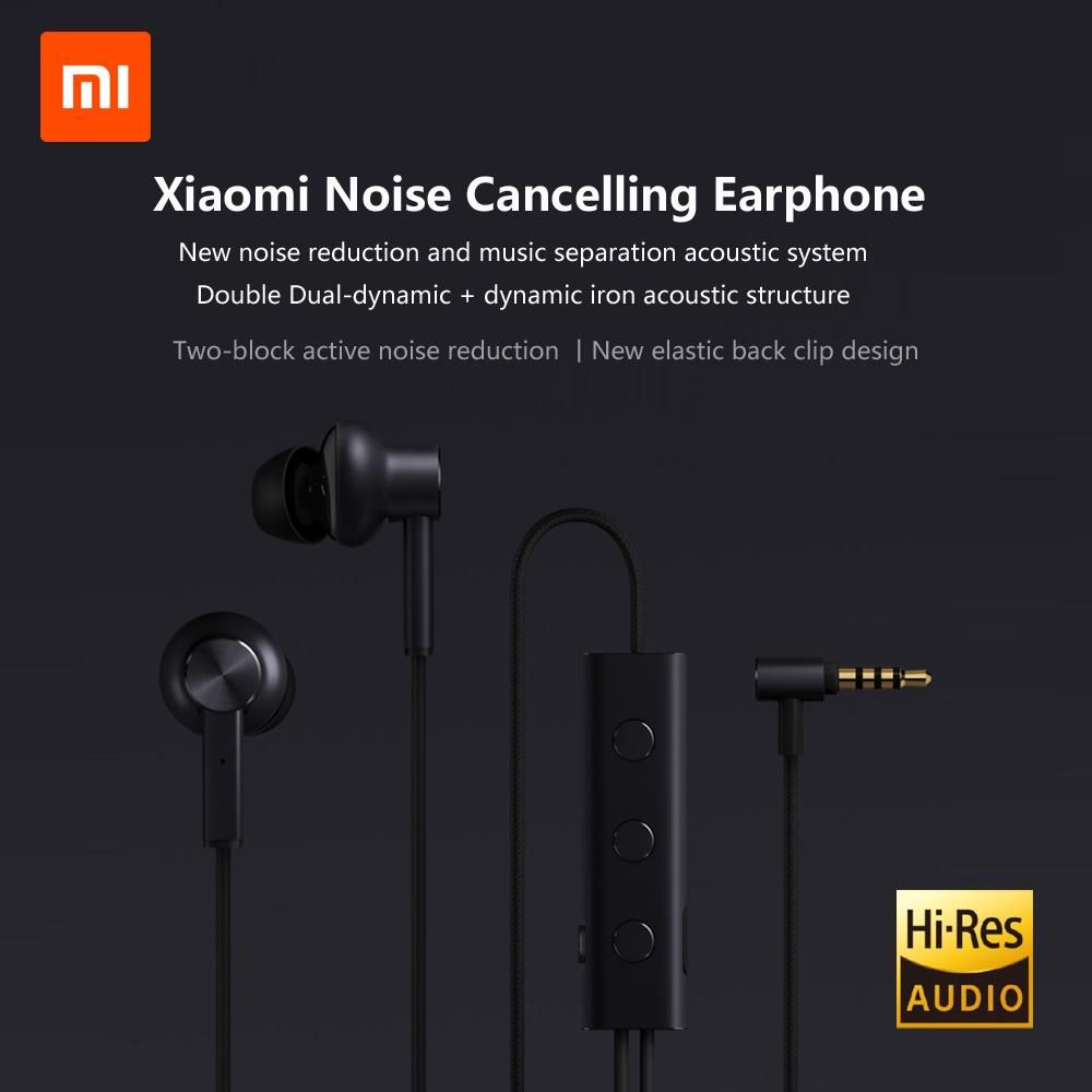 Xiaomi ANC Earphones Active Noise Cancelling Earbuds Sports Headsets 3.5mm In-Ear Mic Line Control Headphones for Xiaomi Huawei Samsung