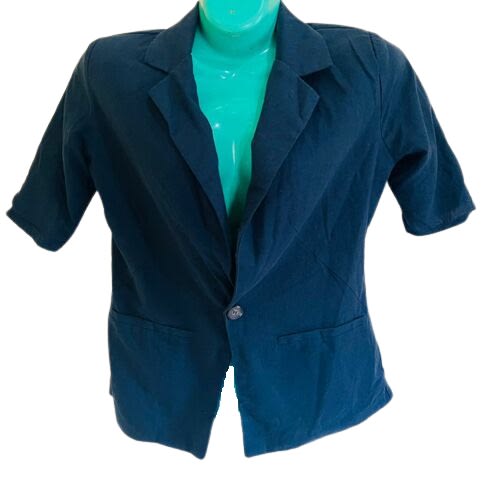 Ladies Short Sleeved Blazer - Navy Blue