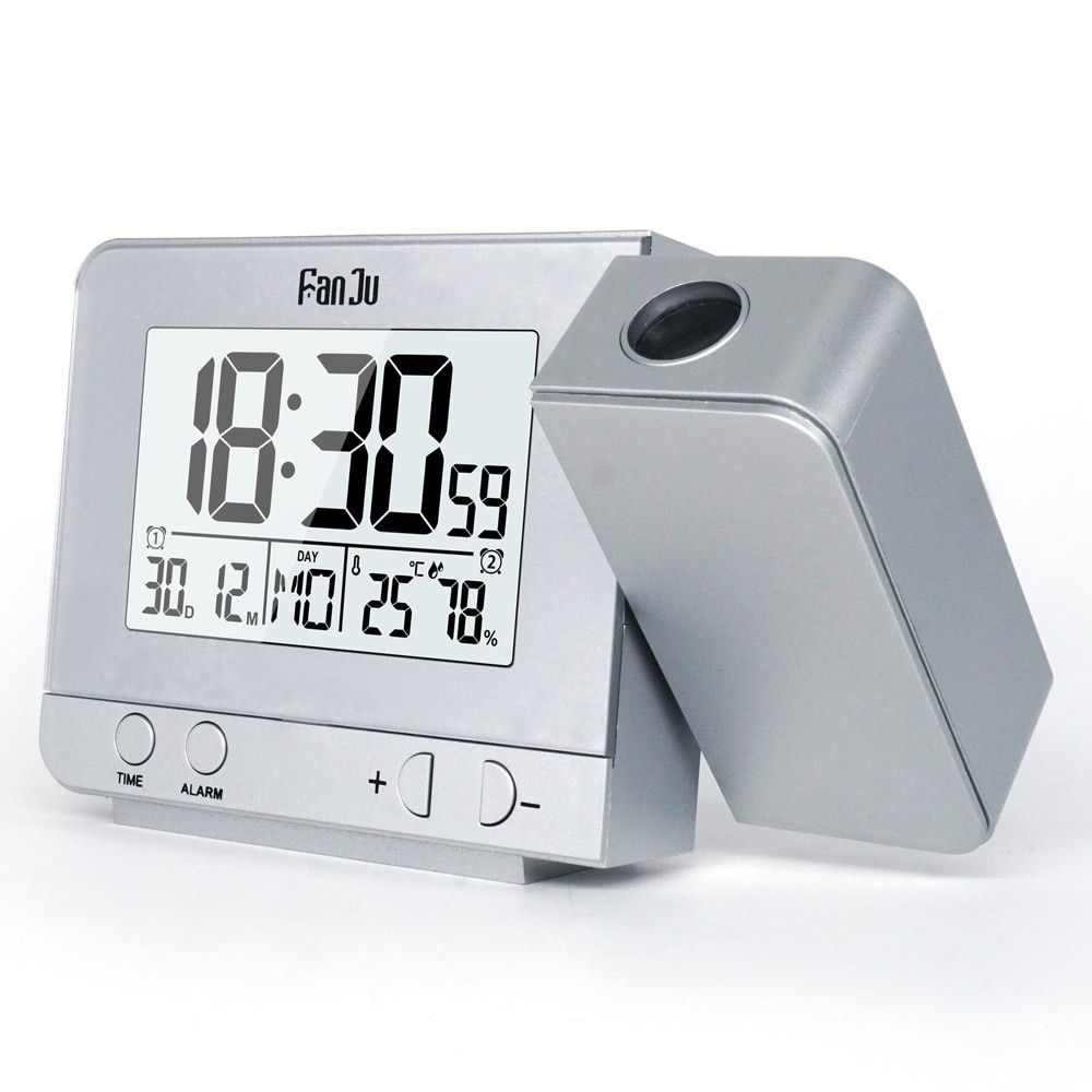 FanJu FJ3531B Projection Clock Desk Table Led Digital Snooze Alarm Backlight Projector Clock With Time Temperature Projection