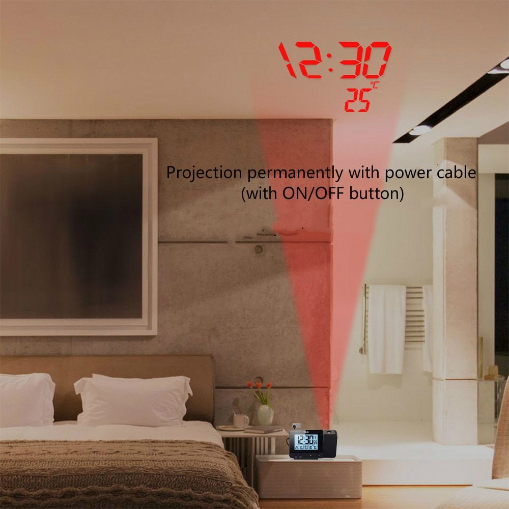FanJu FJ3531B Projection Clock Desk Table Led Digital Snooze Alarm Backlight Projector Clock With Time Temperature Projection