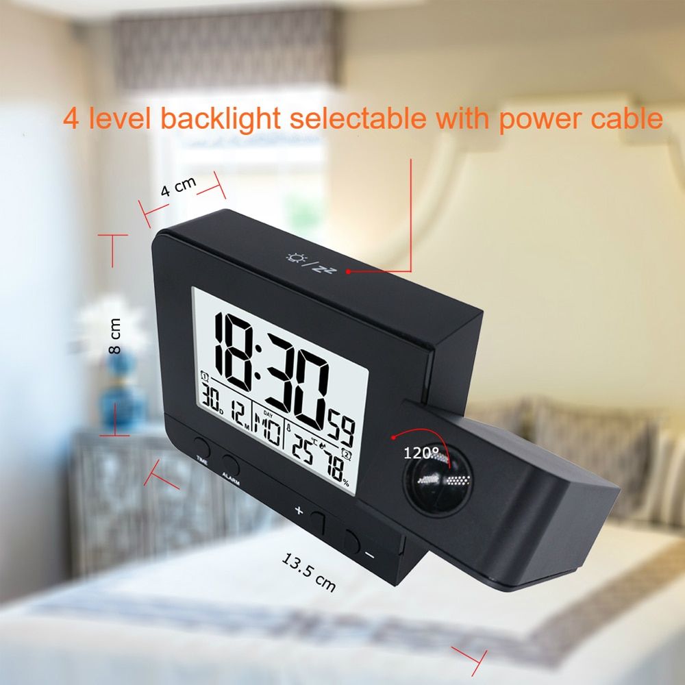 FanJu FJ3531B Projection Clock Desk Table Led Digital Snooze Alarm Backlight Projector Clock With Time Temperature Projection