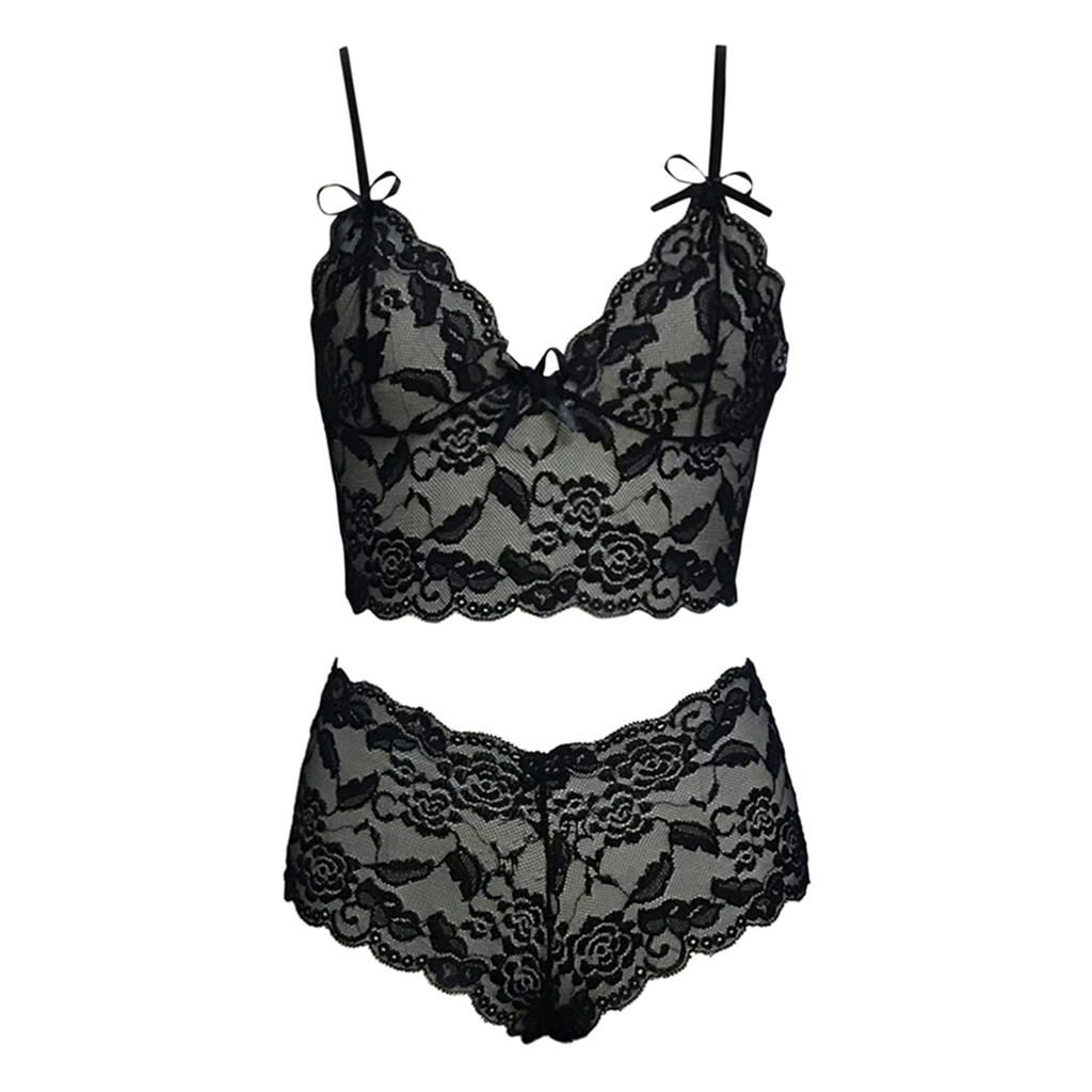 Panties Set Strappy Pajamas Printed  Bralette