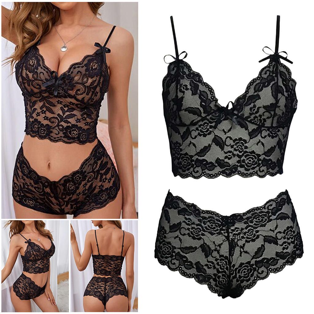 Panties Set Strappy Pajamas Printed  Bralette