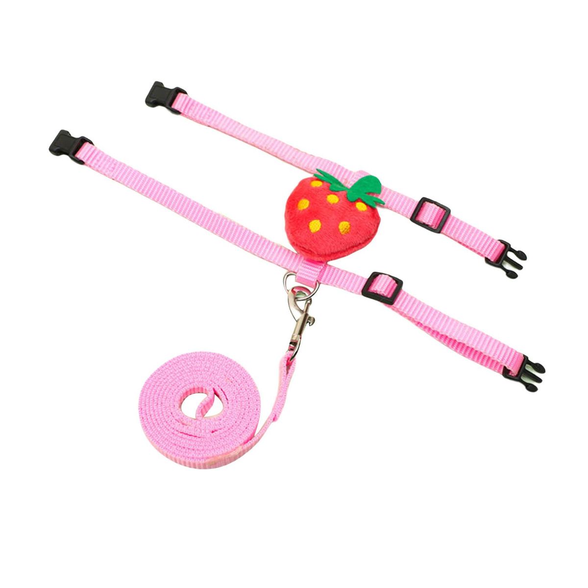 1 Set Rabbit Traction Leash Pineapple Doll Pet Cat Rabbit Chest Strap Traction Rope Kit Pink