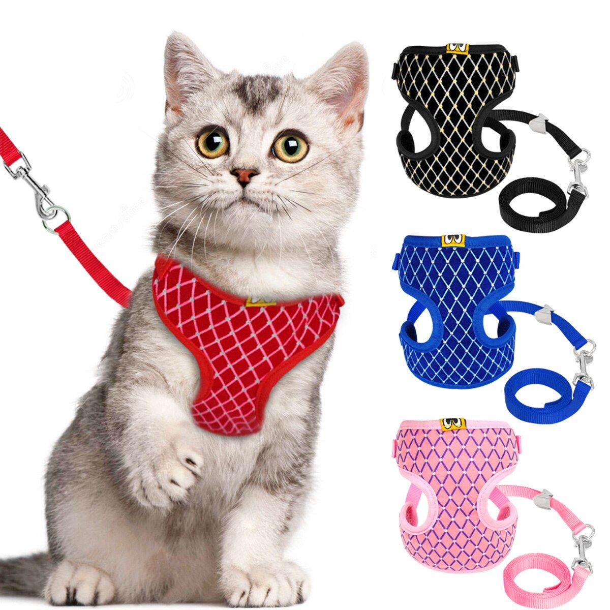 Small Dog Breathable Mesh Flash Drill Chest Strap Dog Leash Reflective Dog Leash Pet Supplies