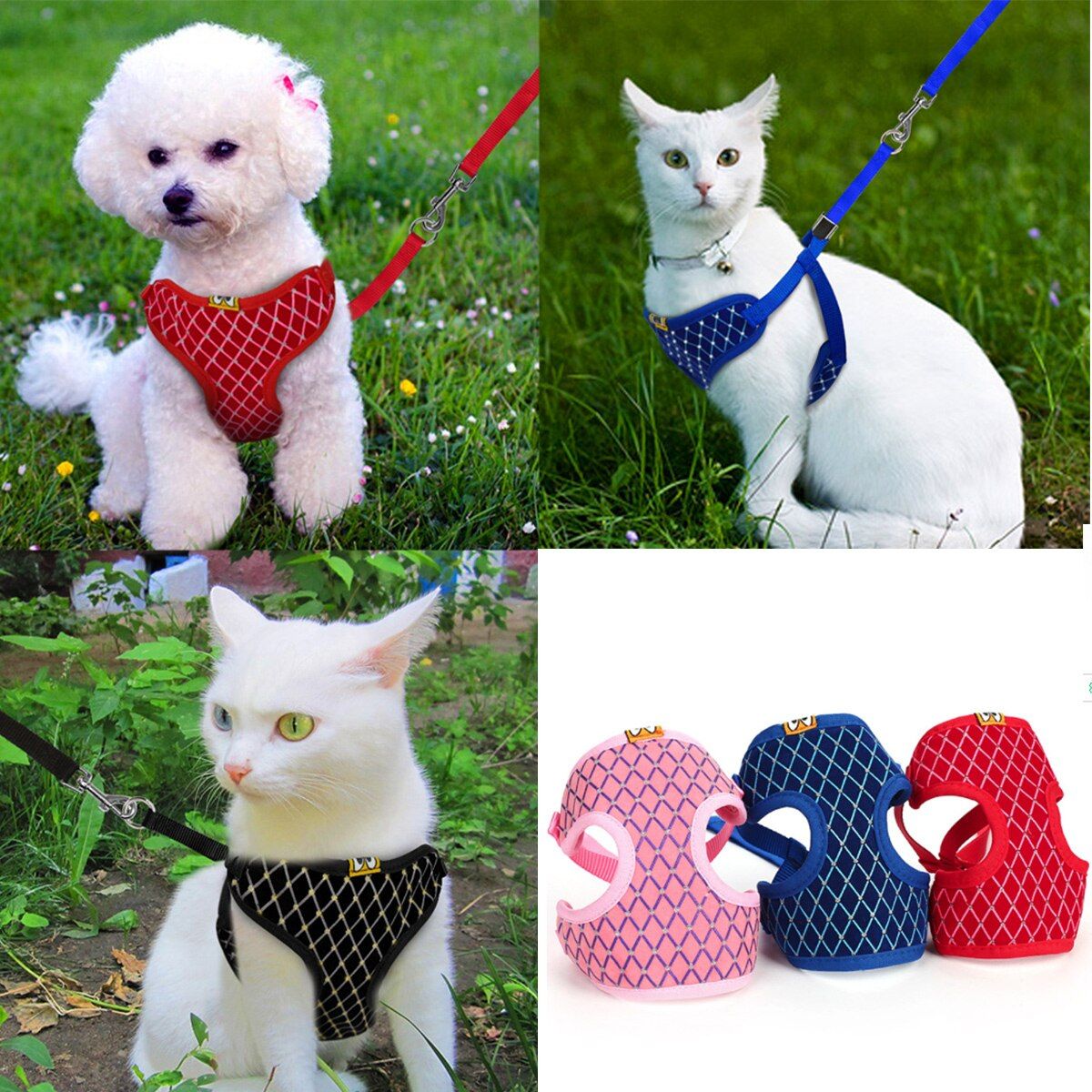 Small Dog Breathable Mesh Flash Drill Chest Strap Dog Leash Reflective Dog Leash Pet Supplies