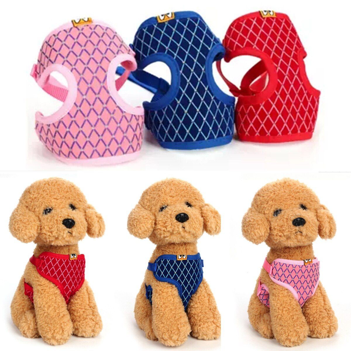 Small Dog Breathable Mesh Flash Drill Chest Strap Dog Leash Reflective Dog Leash Pet Supplies