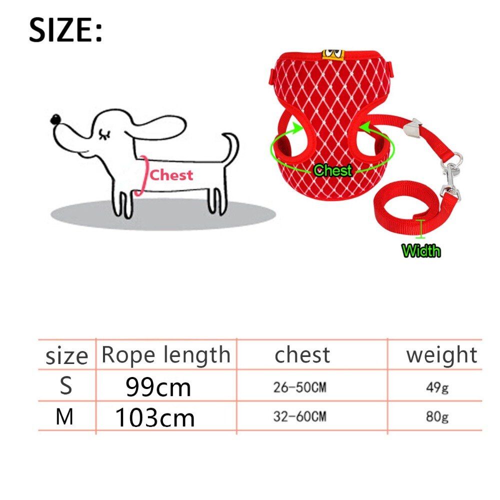 Small Dog Breathable Mesh Flash Drill Chest Strap Dog Leash Reflective Dog Leash Pet Supplies
