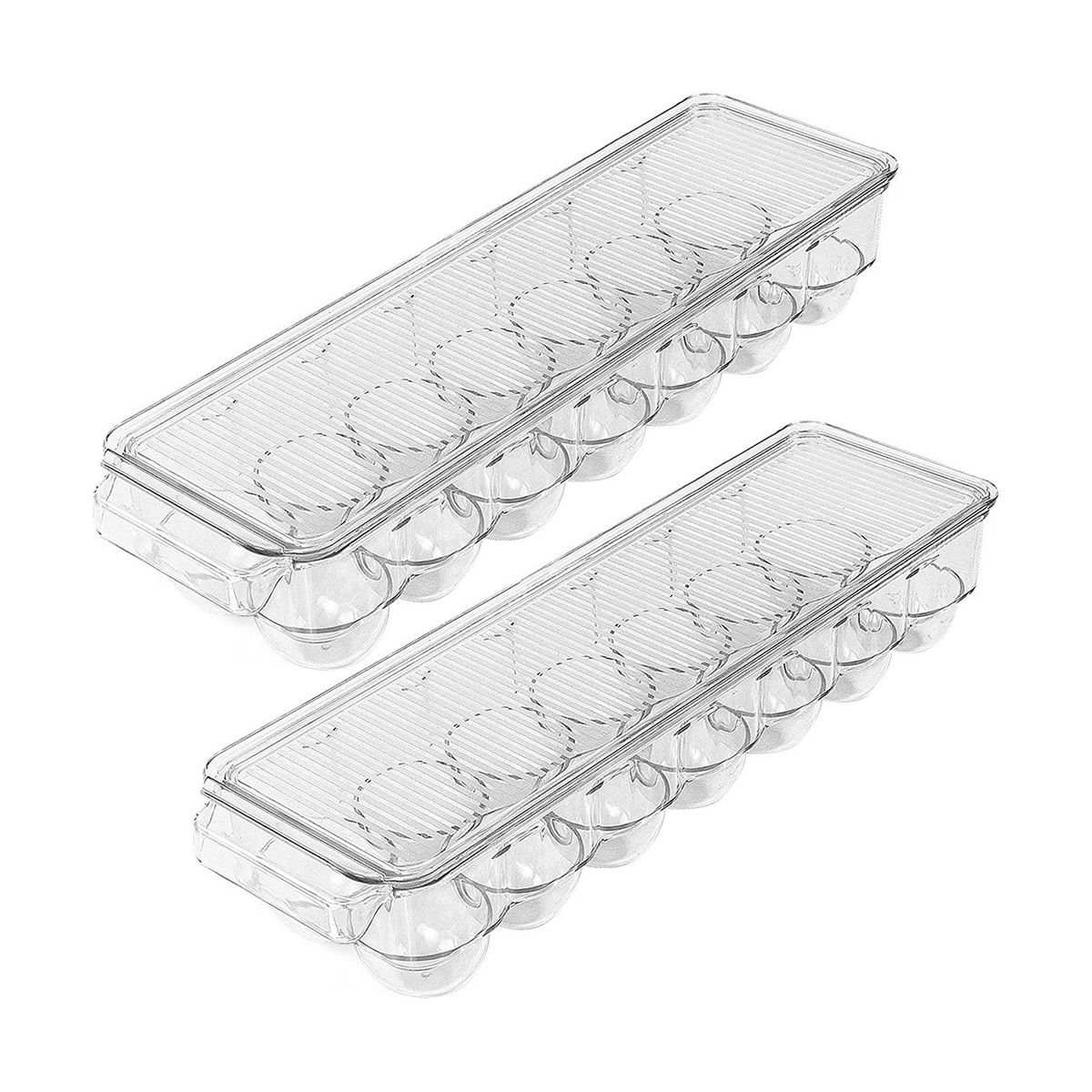 Egg Container 14 Egg Container with Lid & Handle Egg Holder for Refrigerator Egg Storage & Egg Tray Clear Pack of 2