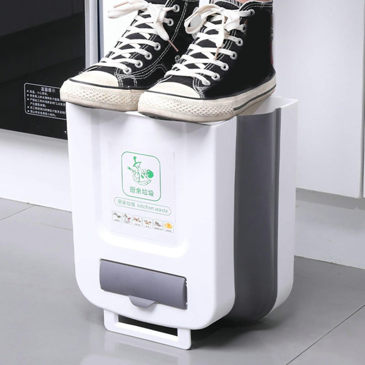 Kitchen Rubbish Bin Folding Garbage Storage Holder Bathroom Accessories White