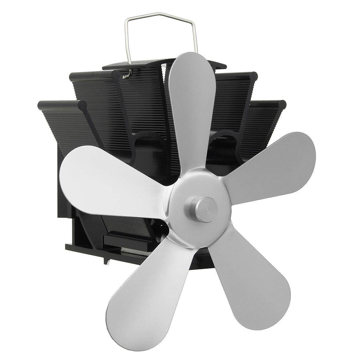5 9 Heat Powered Fireplace Fan Eco-Friendly Fuel Saving Stove Fan Silver