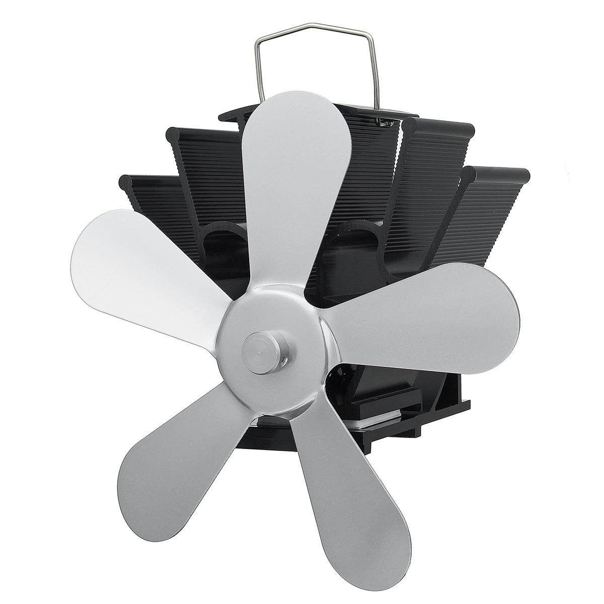 5 9 Heat Powered Fireplace Fan Eco-Friendly Fuel Saving Stove Fan Silver