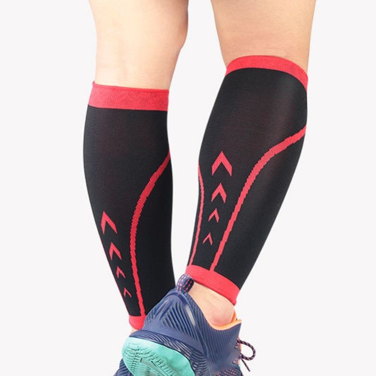1 Pairs Sports Calf Cover , Specification:  L (Black + Red)
