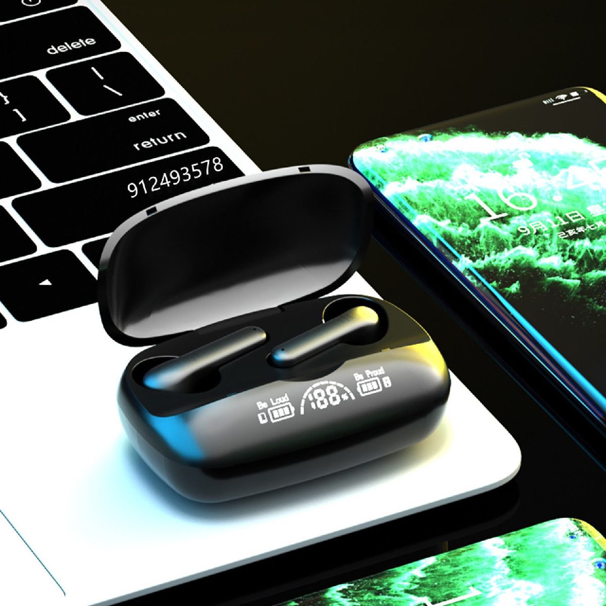 Bluetooth Earpods With Fingerprints & Its Powerbank