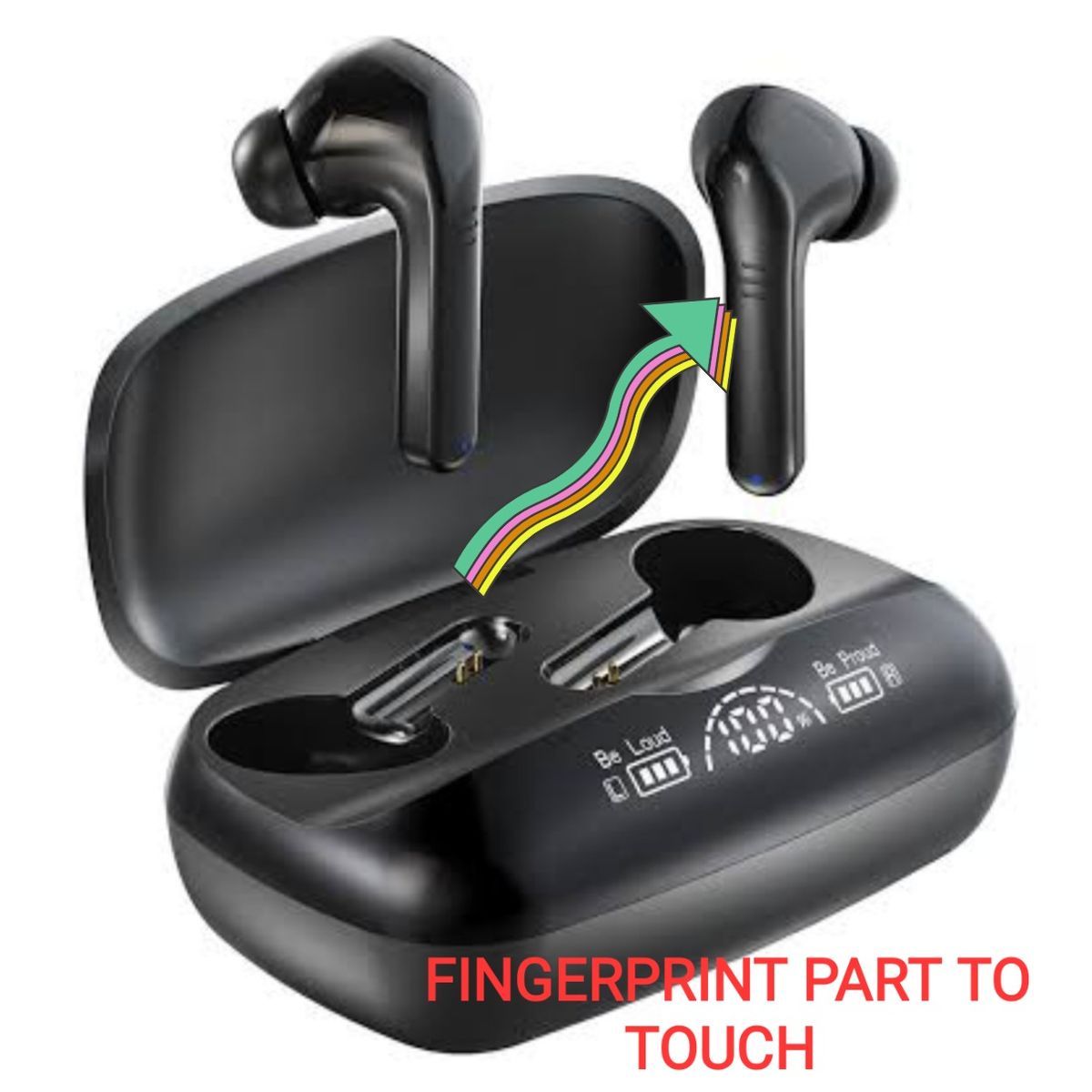 Bluetooth Earpods With Fingerprints & Its Powerbank
