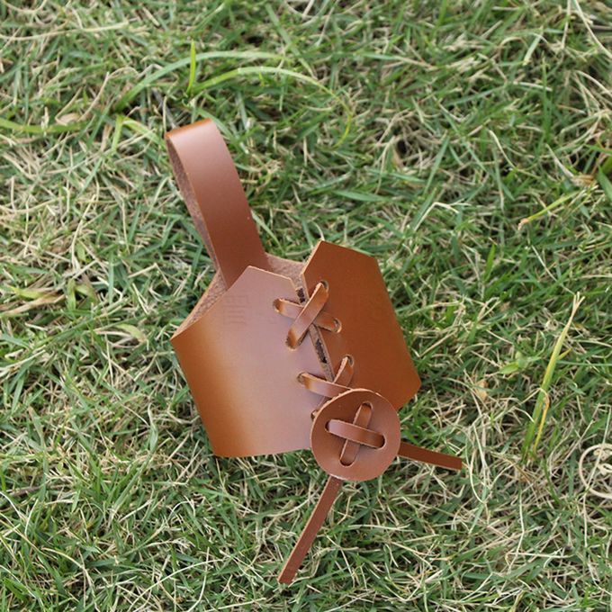 Drinking Horn Cup Case Leather Ox Horn Belt Holder