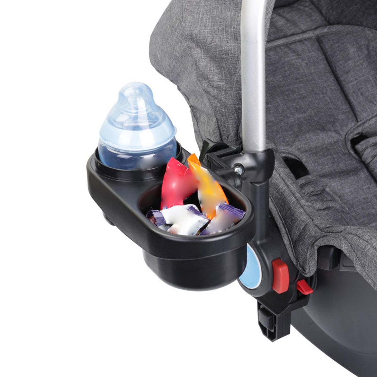 Stroller Tray Snack Tray With Pram Cup Holder Black   Install