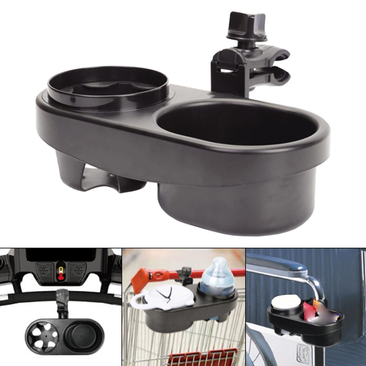 Stroller Tray Snack Tray With Pram Cup Holder Black   Install