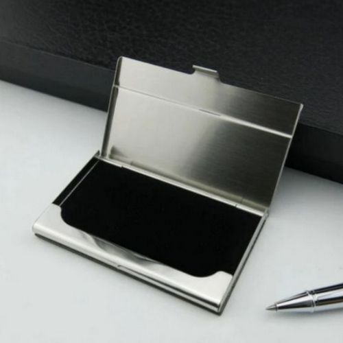 Aluminum  Pu Leather Card Holder-Gray & Silver