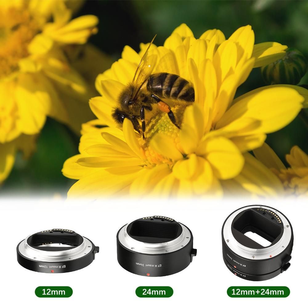 Automatic Extension Tubes 12mm + 24mm R Mount Macro Tubes Sets Lightweight Compatible with Canon RF-Mount Lenses And Canon R5/R6/R7/R10 Camera