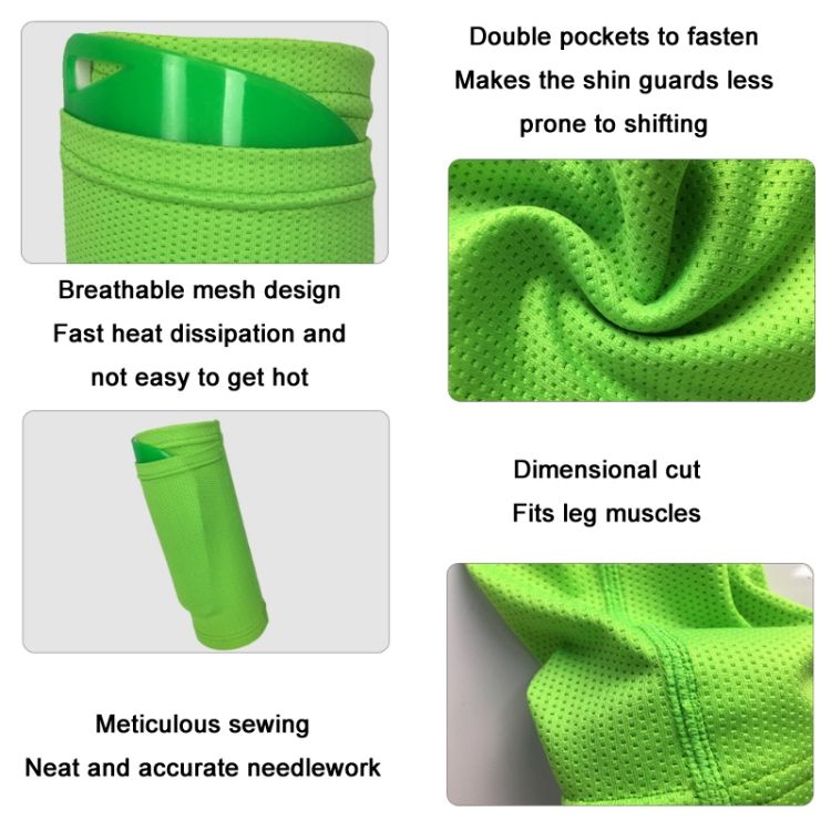 Sports Football Shin Pads + Socks, Color: Fluorescent Green