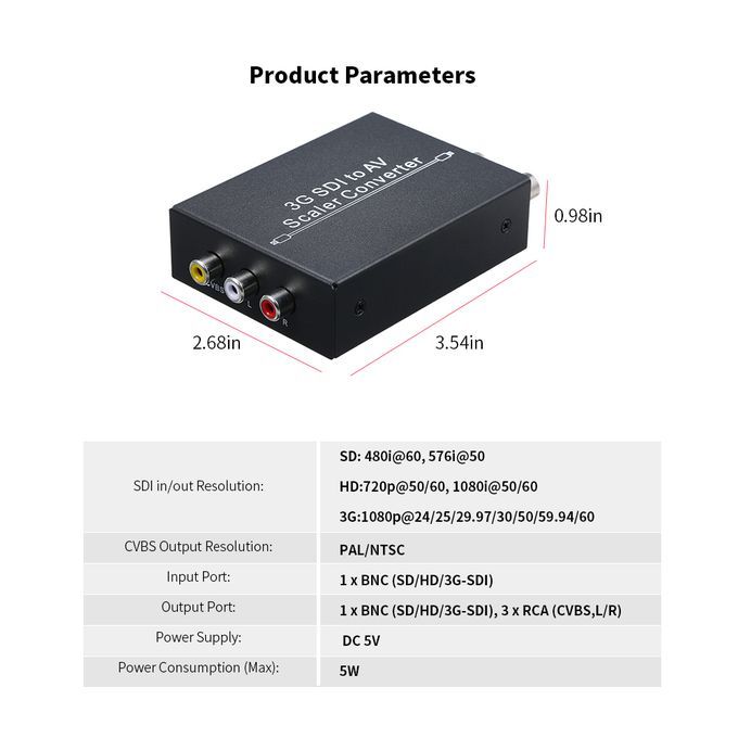 3G SDI To AV Scaler Converter HD SD L/R Analog Stereo Audio