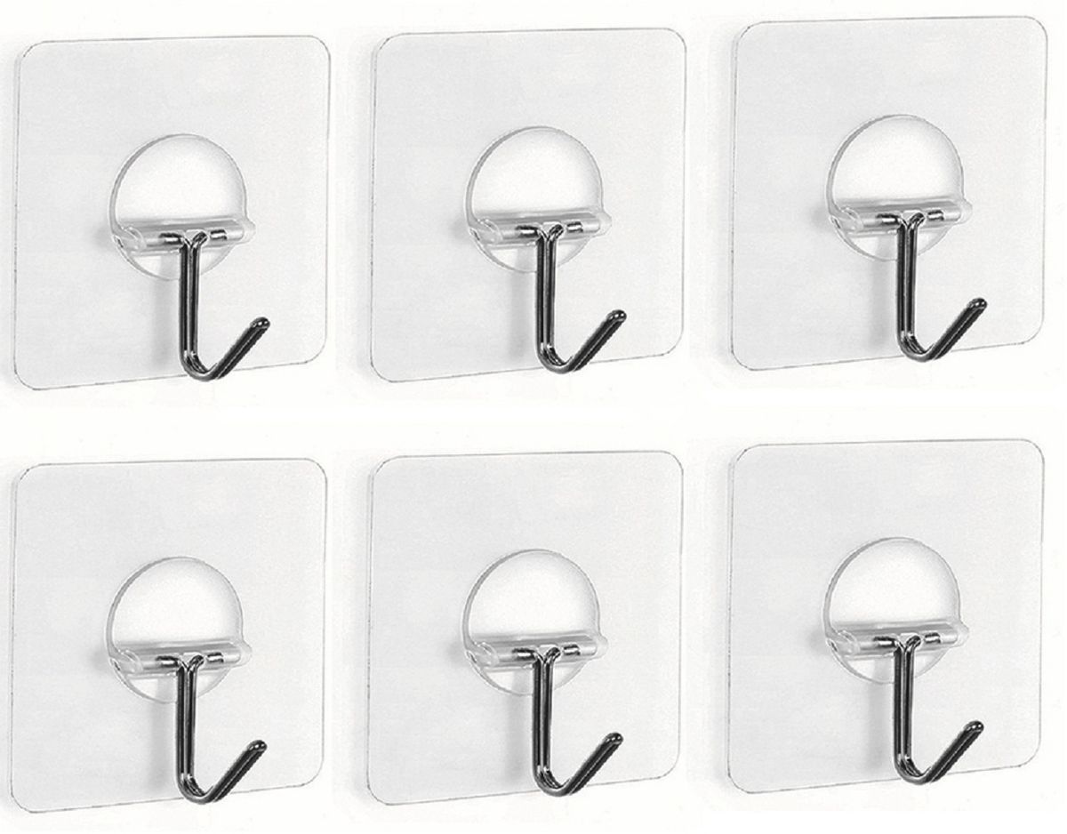 6 Pack Self Adhesive Wall Hooks