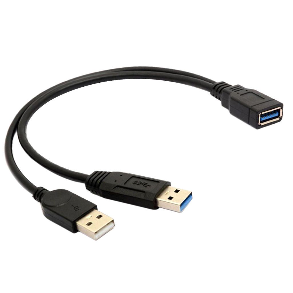 Black USB 3.0 Female To Male Extension Usb Cable Y