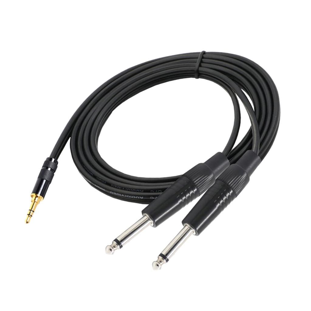 1m 2m 1.5m 3.5mm 1/8"  Dual 6.35mm 1/4" TS  Y-Cable Cord