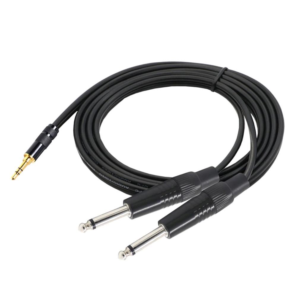 1m 2m 1.5m 3.5mm 1/8"  Dual 6.35mm 1/4" TS  Y-Cable Cord