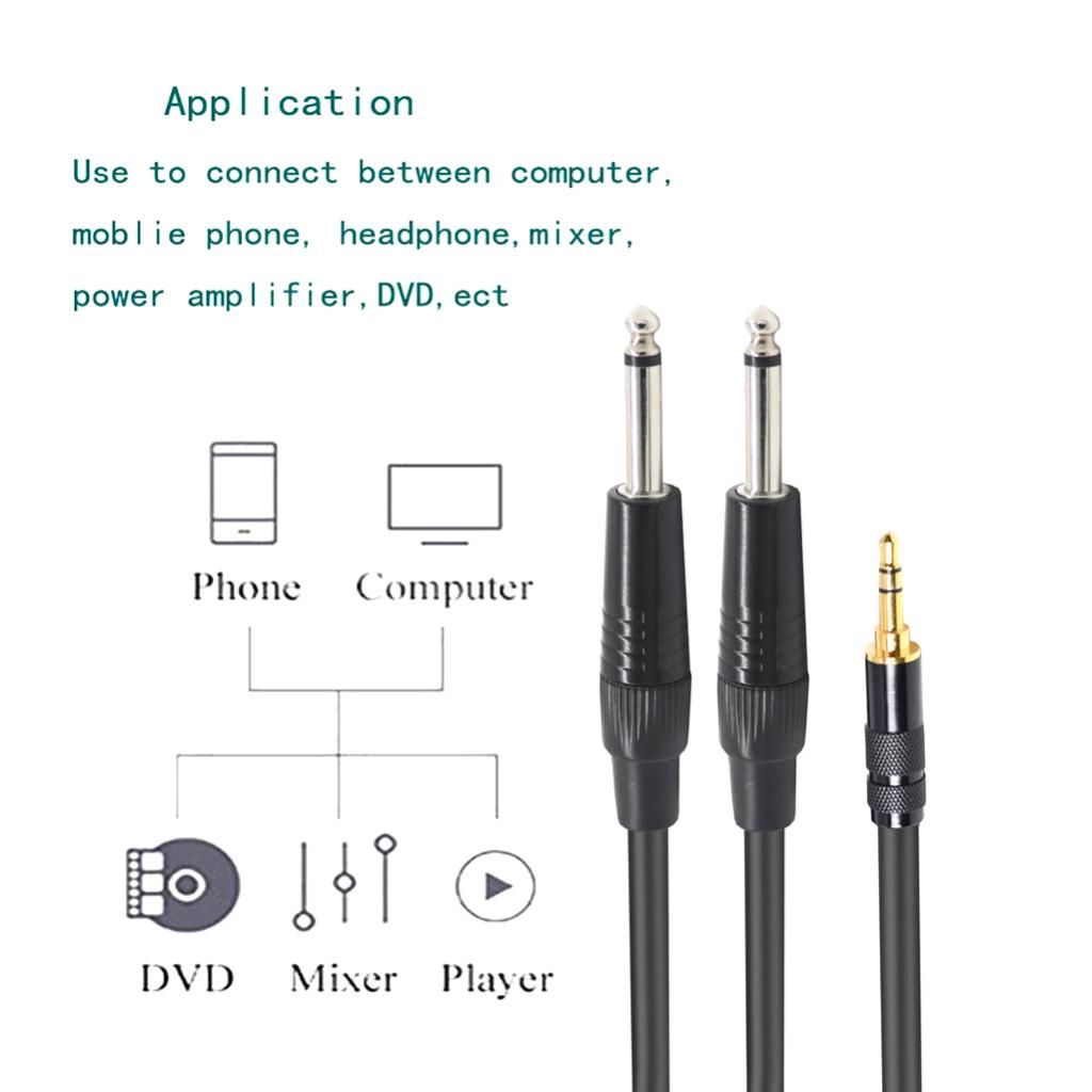 1m 2m 1.5m 3.5mm 1/8"  Dual 6.35mm 1/4" TS  Y-Cable Cord