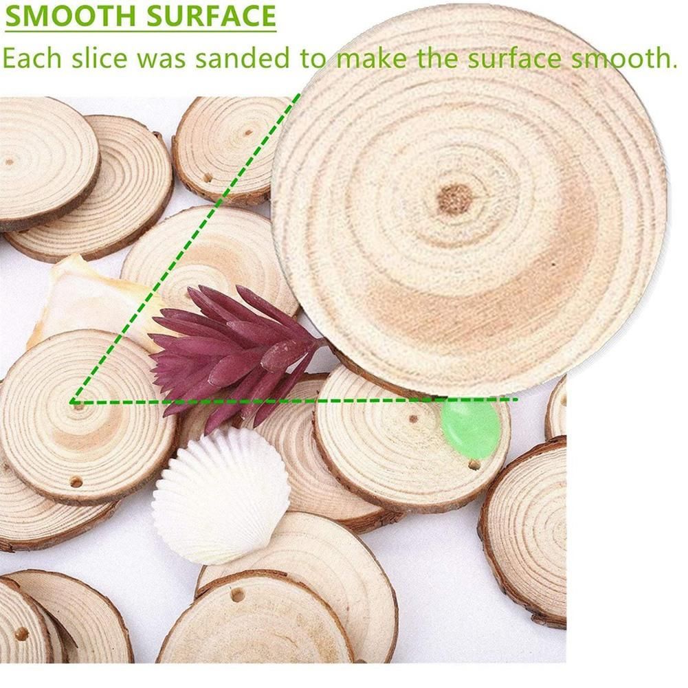 30Pcs Unfinished Wood Slices with Bark for Crafts Wood Kit Circles Log Discs for DIY Craft Wedding Ornaments