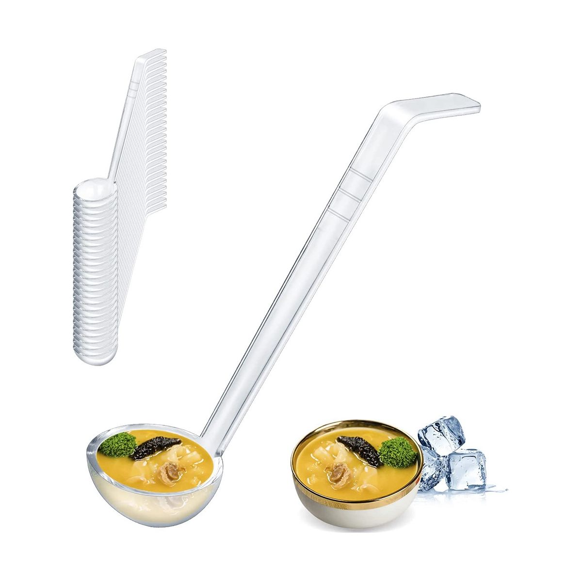 30 Pieces Clear Small Ladles for Sauce Long Punch Plastic