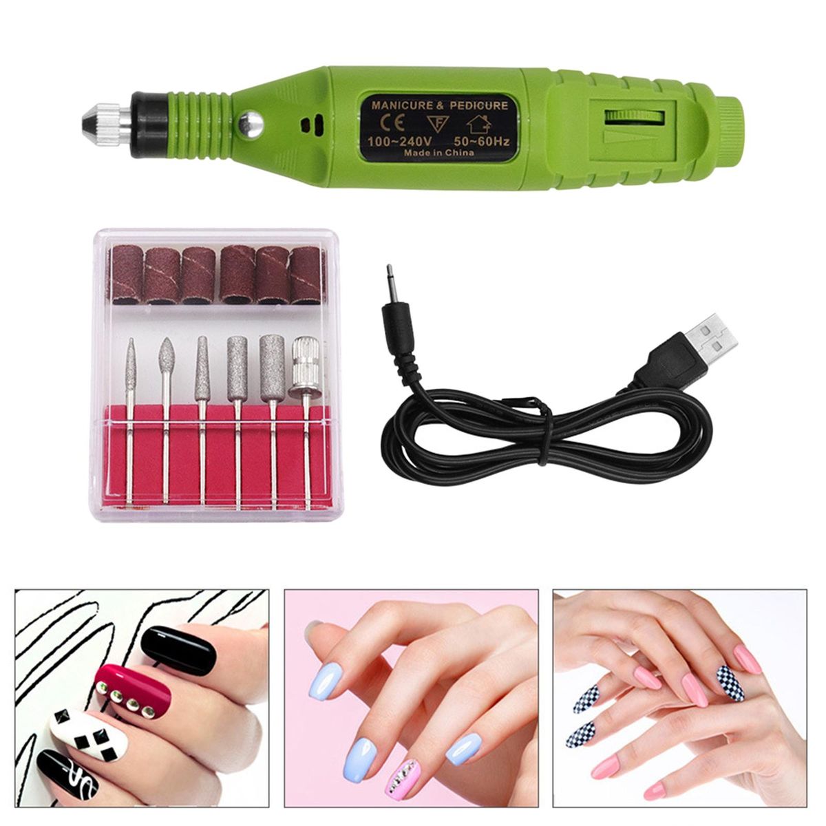 Nail Drill Pen Changeable Drills Grinder Polish Machine For Green