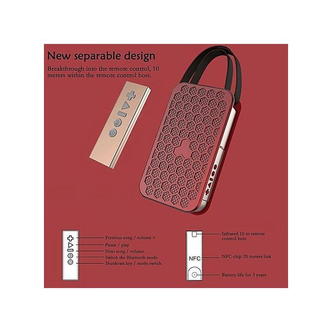 Card Can Be Read USB With Remote Control NFC Connection Bluetooth Portable Speaker Outdoor Speakers(Red) HT-S