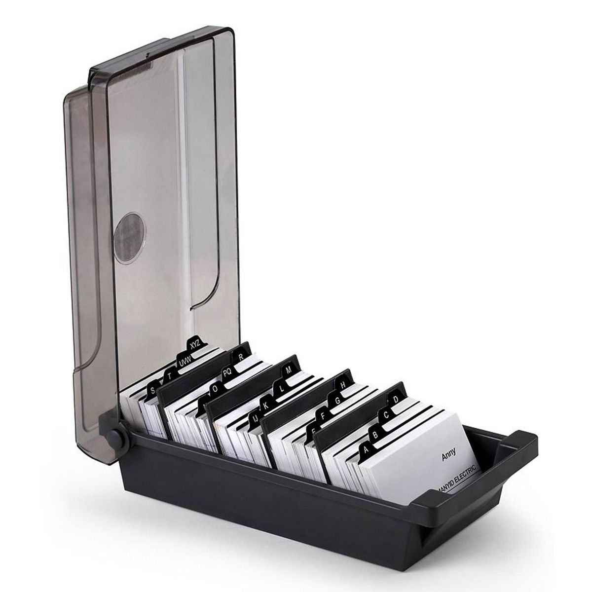 JIELISI Name Card Box Business Card Holder For Desk With Dividers And Index Tabs For Men And Wowen(500 Cards Capacity)