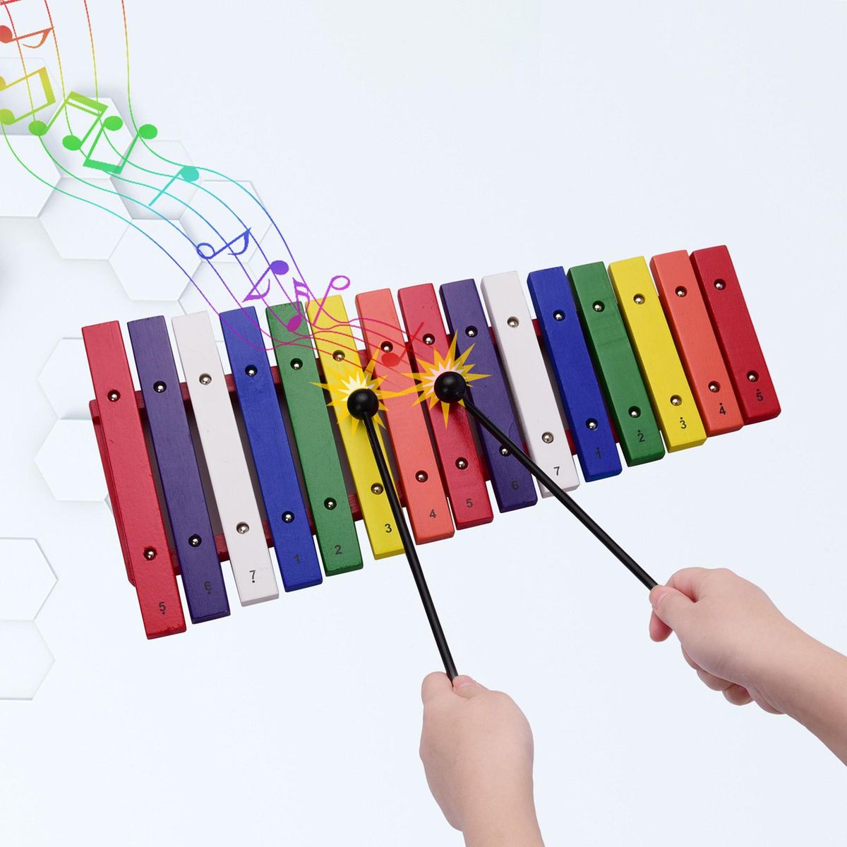 15 Keys Xylophone Colorful Musical Percussion Instrument Early Education Instrument for Music Sense Development