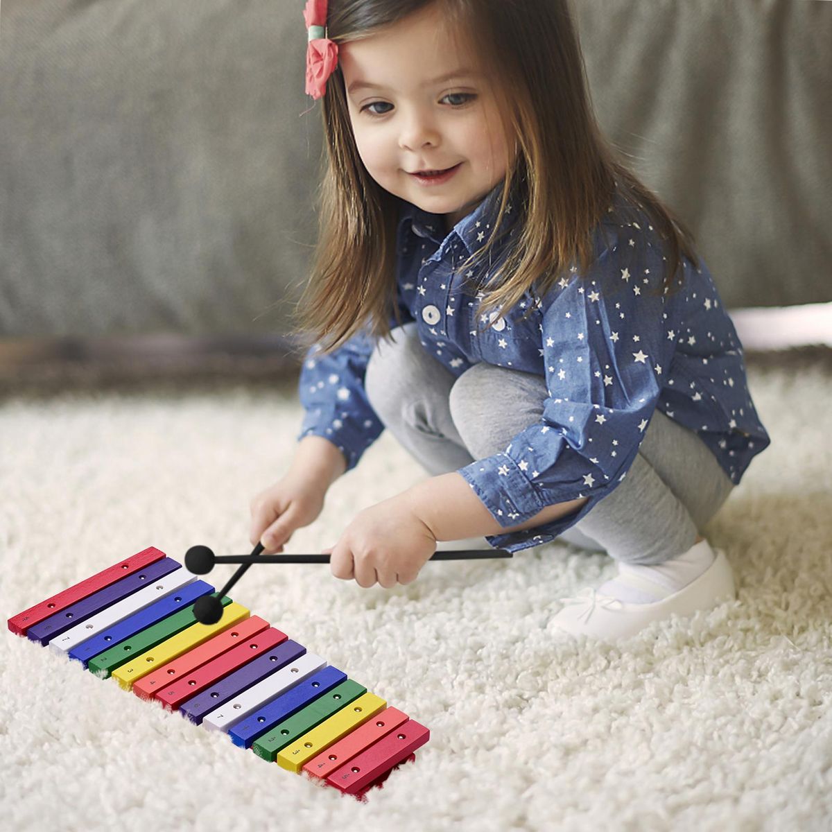 15 Keys Xylophone Colorful Musical Percussion Instrument Early Education Instrument for Music Sense Development