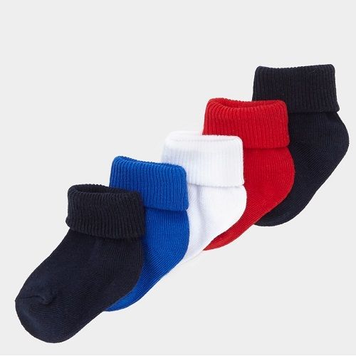 Pack Of 5 Foldover Baby Socks - Multi