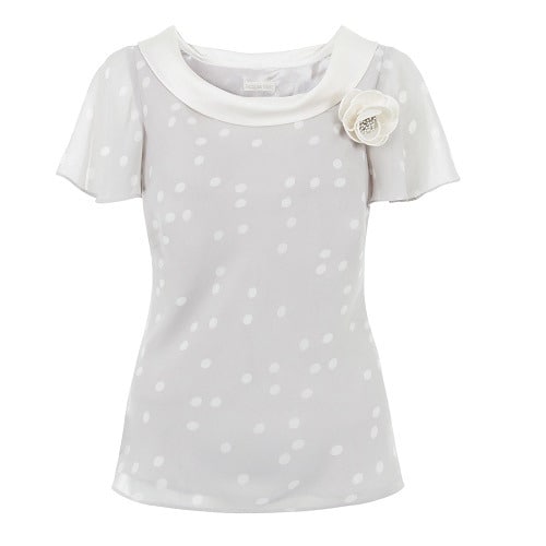 Spotted Chiffon Skirt and Top - Light Grey