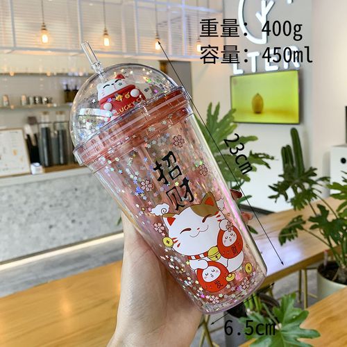 Cartoon Straw Cup Summer Cold Drink Caffte Cup Creative Cat