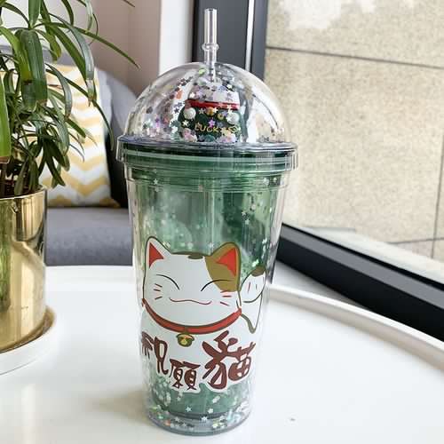 Cartoon Straw Cup Summer Cold Drink Caffte Cup Creative Cat