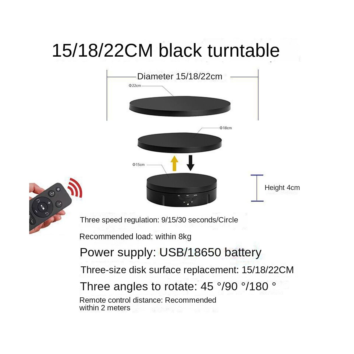 3 Speeds Electric Rotating Visualizer 360° Turntable USB